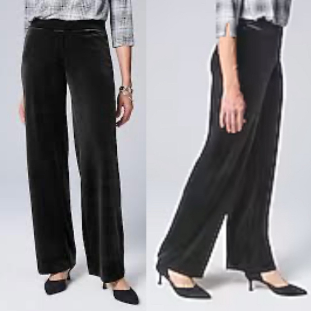 J. Jill Wearever Collection Black Velvet Smooth-Fit Wide Leg Pants